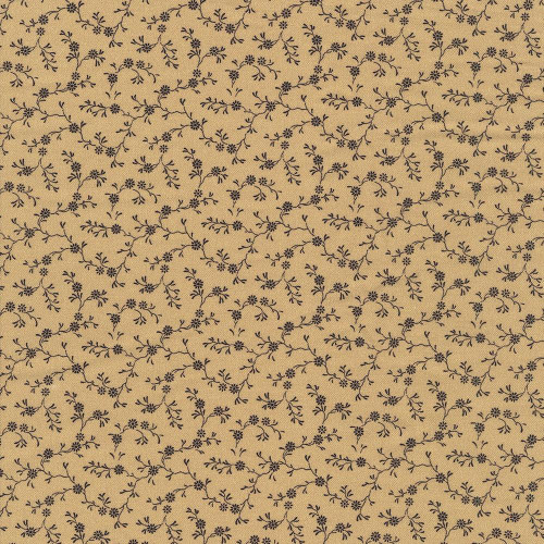 Marcus Fabrics Paulas New Companions Paula Barnes Black Dotted Grid, fabric with a black dotted floral grid pattern on a beige background.