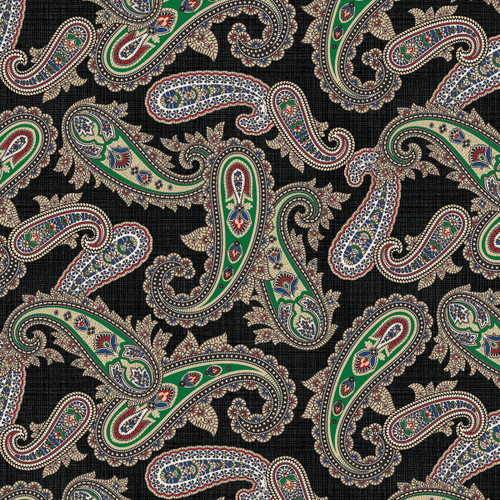 Marcus Fabrics Full House George Mccartney Black Paisley