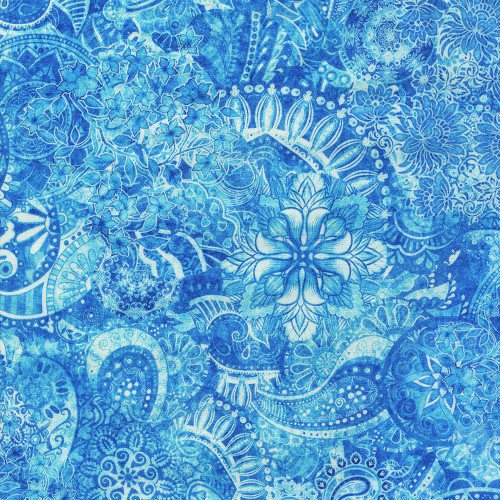 Quilting Treasures Fabrics Mystique Paisley Dan Morris Ocean Blue