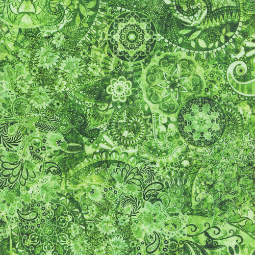 Quilting Treasures Fabrics Mystique Paisley Dan Morris Moss Green