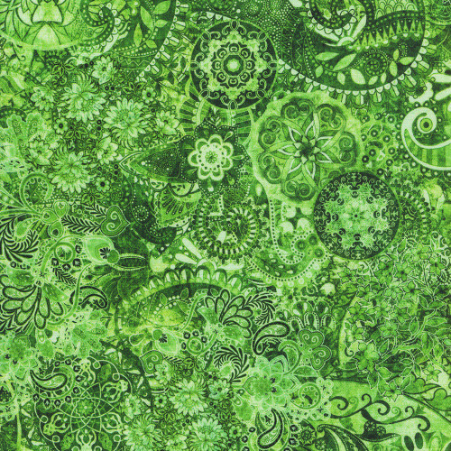 Quilting Treasures Fabrics Mystique Paisley Dan Morris Moss Green