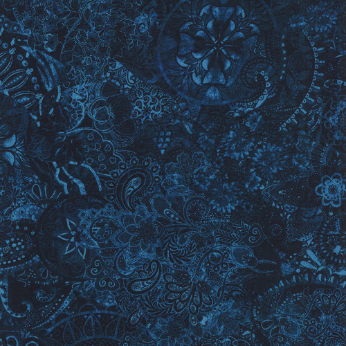 Quilting Treasures Fabrics Mystique Paisley Dan Morris Navy Blue