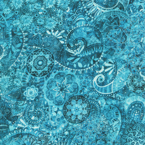 Quilting Treasures Fabrics Mystique Paisley Dan Morris Turquoise Blue