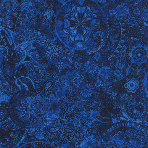 Quilting Treasures Fabrics Mystique Paisley Dan Morris Royal Blue