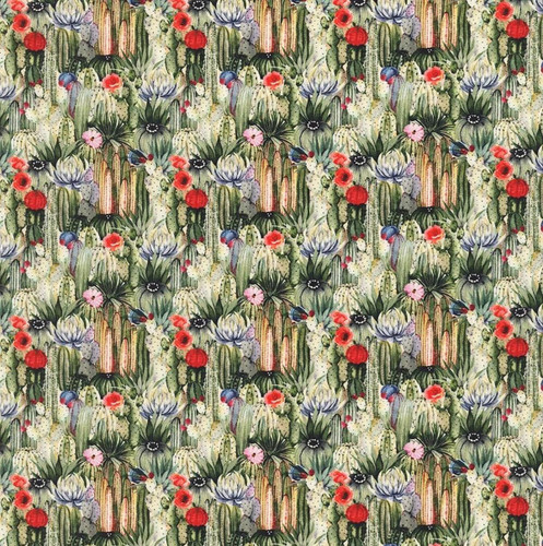 In The Beginning Fabrics Southwest Minis by Jason Yenter Green Red Cactus Flowers