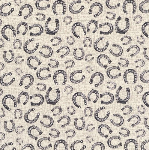 In The Beginning Fabrics Southwest Minis by Jason Yenter Black Grey Cream Horse Shoes