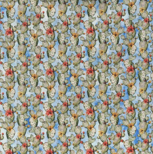 In The Beginning Fabrics Southwest Minis by Jason Yenter Blue Red Yellow Cactus Stripe