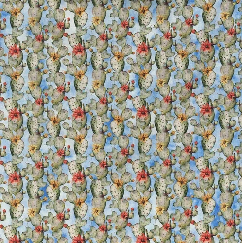 In The Beginning Fabrics Southwest Minis by Jason Yenter Blue Red Yellow Cactus Stripe