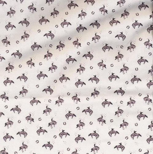In The Beginning Fabrics Southwest Minis by Jason Yenter Grey White Cowboys Bucking Broncos