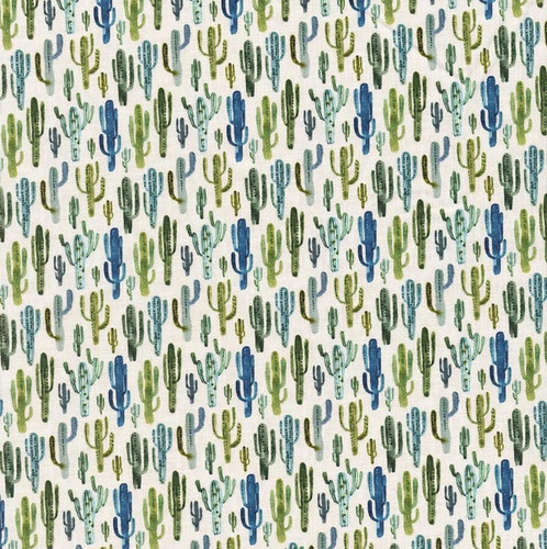 In The Beginning Fabrics Southwest Minis by Jason Yenter Blue Green Cream Modern Cactus