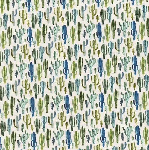 In The Beginning Fabrics Southwest Minis by Jason Yenter Blue Green Cream Modern Cactus