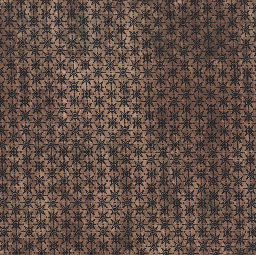 In The Beginning Fabrics Southwest Minis by Jason Yenter Brown Stars Spurs, a fabric with a repeating pattern of black stars and spurs on a brown background.