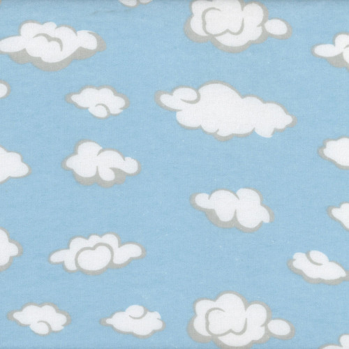 AE Nathan Comfy Flannel Blue White Puffy Clouds Baby Flannel