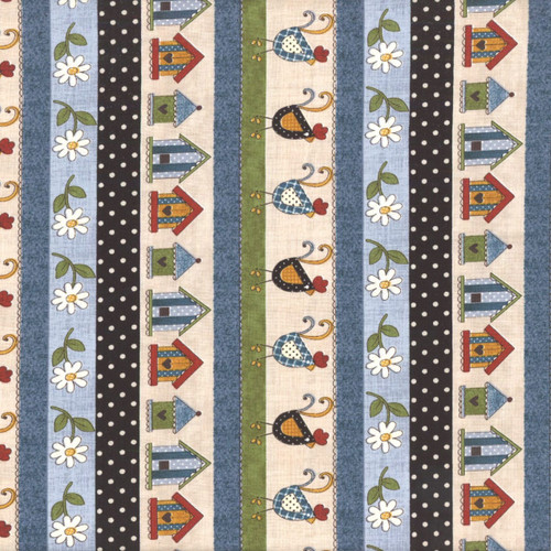Benartex Fabrics Prairie Chicks Cheryl Haynes Prairie Chicks Stripe Blue Multi