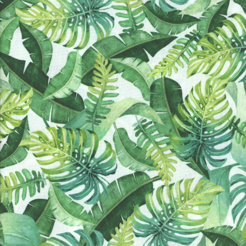 Benartex Fabrics Paradise Awaits Nicole Decamp Leaves of Paradise White