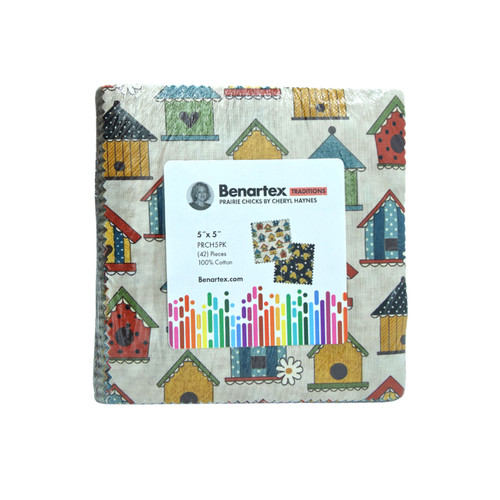 Benartex Fabrics Charm Squares Five Inch 5x5s Benartex Studio Prairie Chicks 5x5