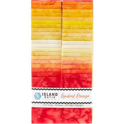 Island Batik Fabrics Foundations Opulent Orange Batiks 2.5 inch Strip Pack