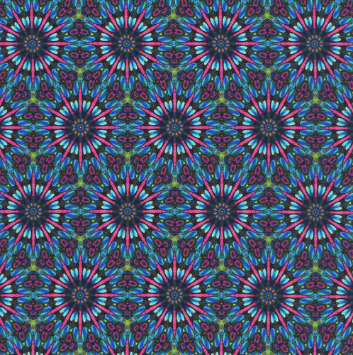 Hoffman Fabrics Bubblelicious Marlies Moonstruck Blue Pink Zinnia Kaleidoscope