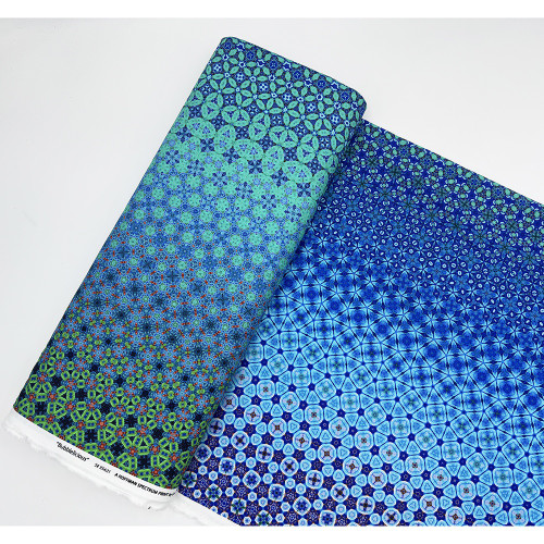 Hoffman Fabrics Bubblelicious Marlies Blue Green Teal Exploding Tile Ombre