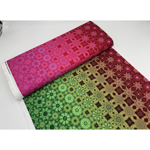 Hoffman Fabrics Bubblelicious Marlies Razmatazz Red Pink Rust Brown Green Ombre Tile