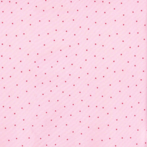 Clothworks Fabrics Charlotte Pink Pin Dot, pink fabric with small darker pink polka dots pattern.
