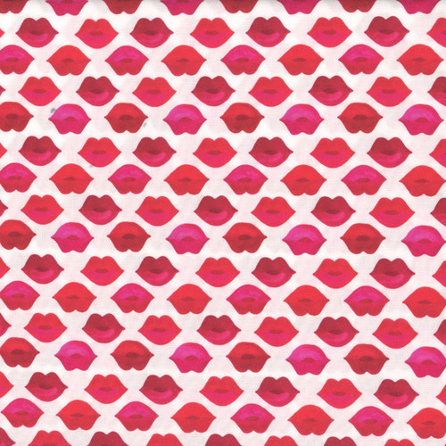 Clothworks Fabrics Love Matters by Claudia Bianchi White Red Lips