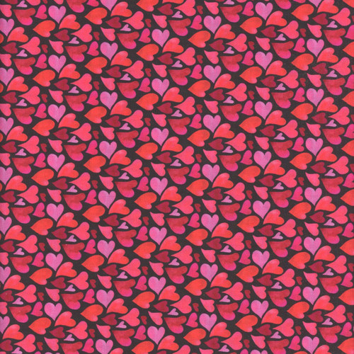 Clothworks Fabrics Love Matters by Claudia Bianchi Black Red Curvy Hearts