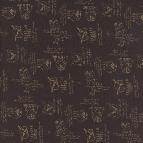 Clothworks Fabrics Night Whispers Black Owl Species Words