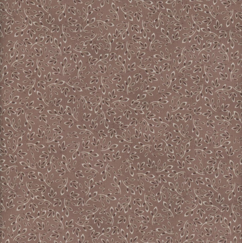 Windham Fabrics Whistler Studios Dwell Taupe Abundance, fabric with Taupe background and a delicate white leaf pattern.