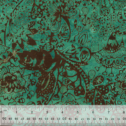 Windham Fabrics Anthology Batiks Sally Kelly Strawberry Lane Teal Princelett Etch