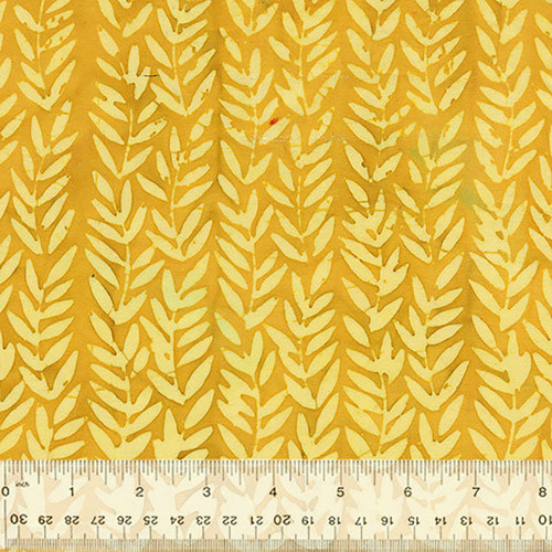 Windham Fabrics Anthology Batiks Sally Kelly Strawberry Lane Mustard Wellow Vines