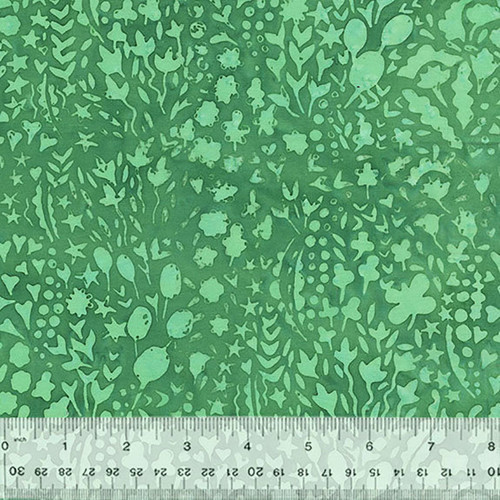 Windham Fabrics Anthology Batiks Sally Kelly Strawberry Lane Seafoam Shalcombe Cluster