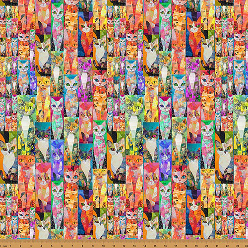 Hoffman Fabrics Crafty Cats Rainbow Sweets Mini Cat Mosaic