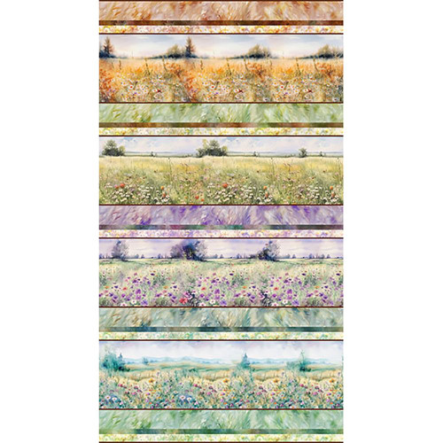 Hoffman Fabrics Wings over Wildflowers Wildflower Country Flowers Scenic Stripe