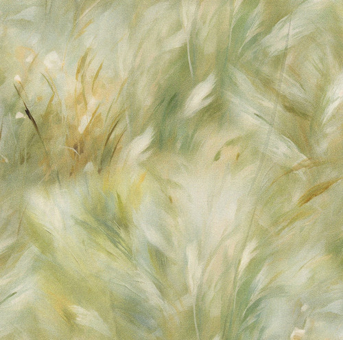 Hoffman Fabrics Wings over Wildflowers Leaf Green Impressionist Grasses