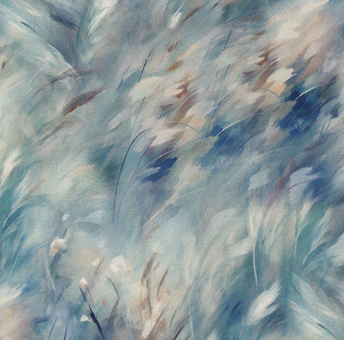 Hoffman Fabrics Wings over Wildflowers French Blue Impressionist Grasses