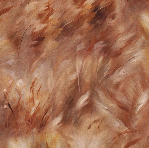 Hoffman Fabrics Wings over Wildflowers Rust Brown Impressionist Grasses
