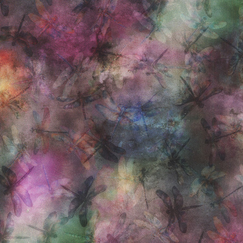 Hoffman Fabrics Wings over Wildflowers Dragonfly Purple Shadow Dragonflies