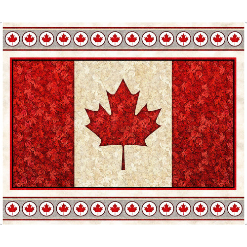 Quilting Treasures Fabrics The Great White North Maple Leaf Canadian Flag Panel