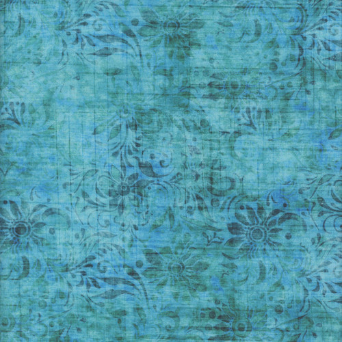 Quilting Treasures Fabrics Oasis Dan Morris Blue Sunflower Scroll 108 Inch Quilt Back