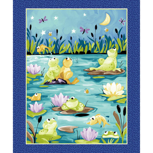 Clothworks Fabrics Suzy Bee Pauls Pond Blue Fabric Panel 36