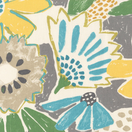 Waverly Fabrics Blue Green Grey Catching Rays Modern Floral