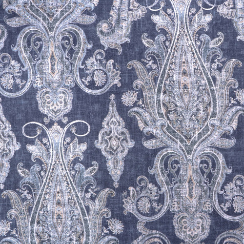 P Kaufmann Fabrics Hampton Court Denim Blue Frame Damask Paisley