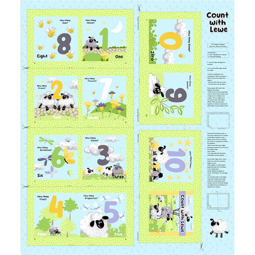 Clothworks Fabrics Suzy Bee Lew The Ewe Sheep Blue Storybook Panel 36