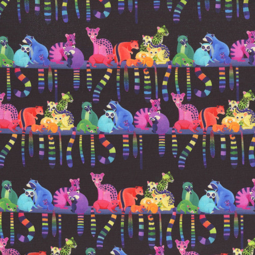FreeSpirit Fabrics Love in the Wild by Daughter Earth Katy Tanis Ringtail Love Night Black