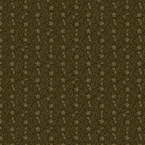 Marcus Fabrics Prairie Dry Goods 2 Pam Buda Village Vine Green, fabric pattern featuring small floral and vine motifs in shades of green on a dark background. Marcus Fabrics Prairie Dry Goods 2 Pam Buda Village Vine Green, fabric pattern featuring small floral and vine motifs in shades of green on a dark background.