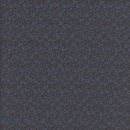 Marcus Fabrics Prairie Dry Goods 2 Pam Buda Village Vine Navy, fabric with navy background and intricate brown vine and blue floral pattern. Marcus Fabrics Prairie Dry Goods 2 Pam Buda Village Vine Navy, fabric with navy background and intricate brown vine and blue floral pattern.