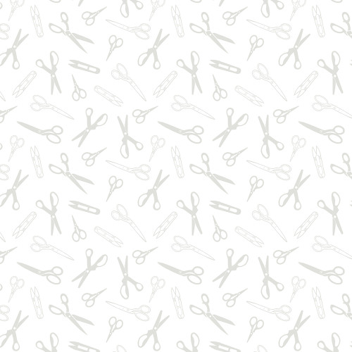 Wilmington Prints Fabrics Sew Happy 2  Scissors White on White