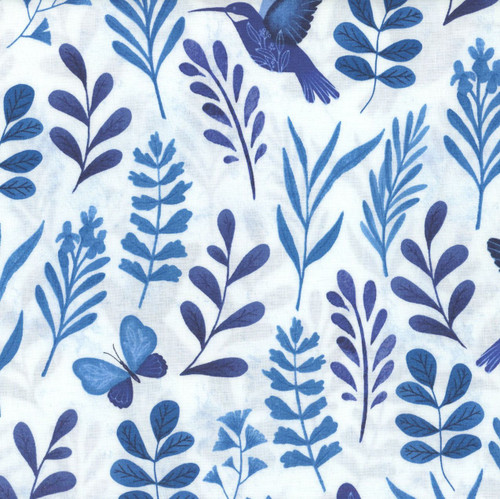 Wilmington Prints Fabrics Blissful Blues Jennifer Pugh  Large Floral All Over White