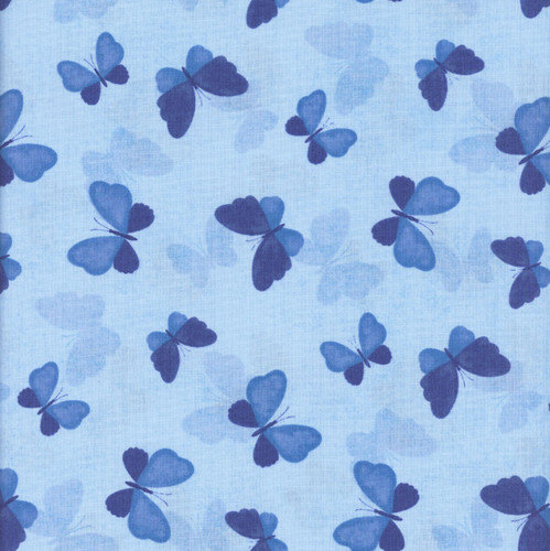 Wilmington Prints Fabrics Blissful Blues Jennifer Pugh  Butterfly Toss Blue